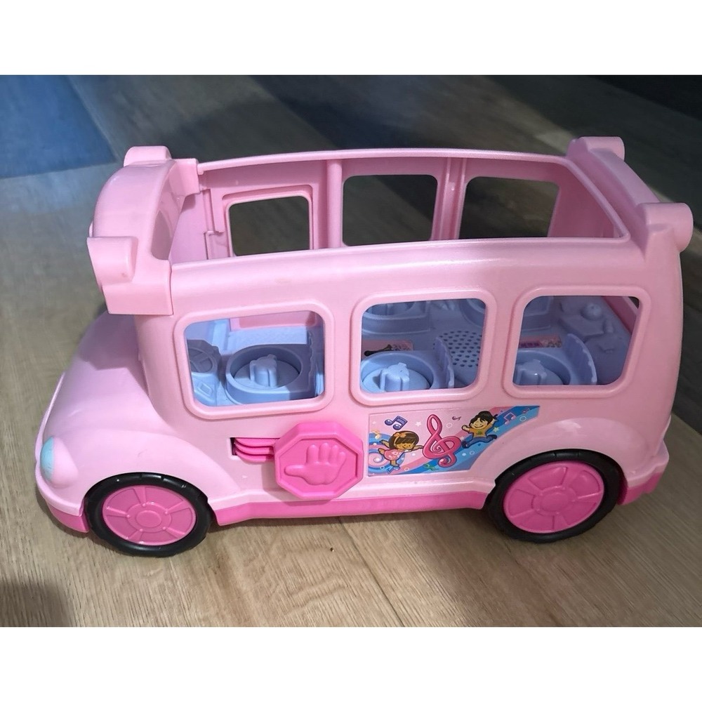 Fisher price pink school bus plus one little people
